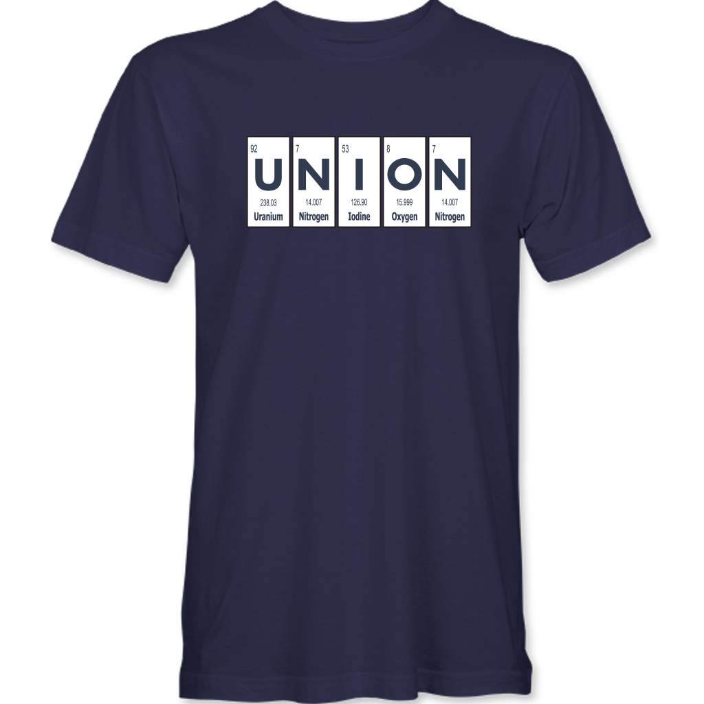 Periodic Table of Elements UNION Unisex Short Sleeve Crew Tee - Navy